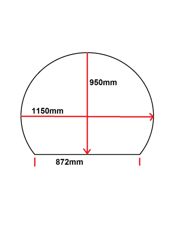Castworks Granite ROUND Hearth for STRAIGHT WALL- BLACK GALAXY 1150mm x 950mm
